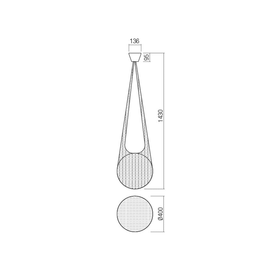 Redo 01-1974 - Lustre LED suspenso em cabo ALLURIA, 1x E27 / 10W / 230V, Ø 40 cm