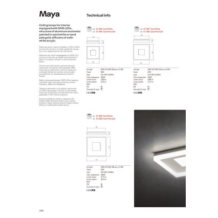 Redo 01-2000 - Candeeiro de tecto LED regulável MAYA LED/55W/230V 51x51 cm dourado