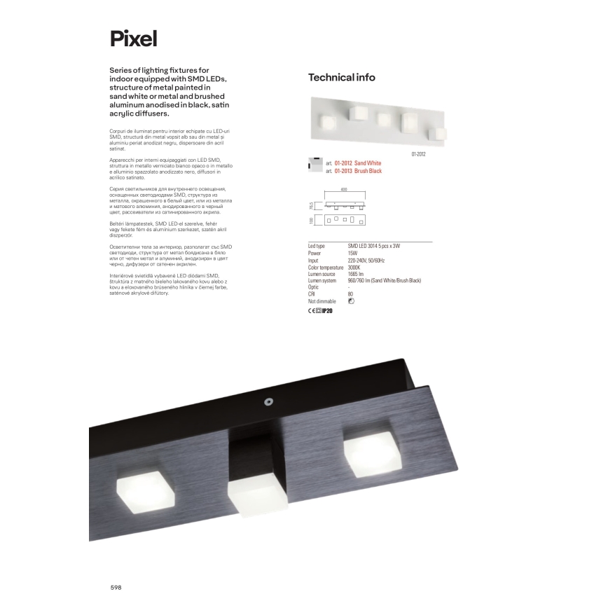 Redo 01-2015 - Iluminação de teto LED PIXEL LED/27W/230V 3000K 35x35 cm preto