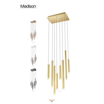 Redo 01-2046 - Candelabro suspenso LED MADISON 8xLED/4W/230V dourada