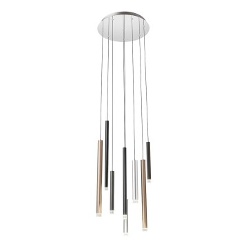 Redo 01-2053 - Candelabro suspenso LED MADISON 8xLED/4W/230V cromado brilhante/preto/cobre