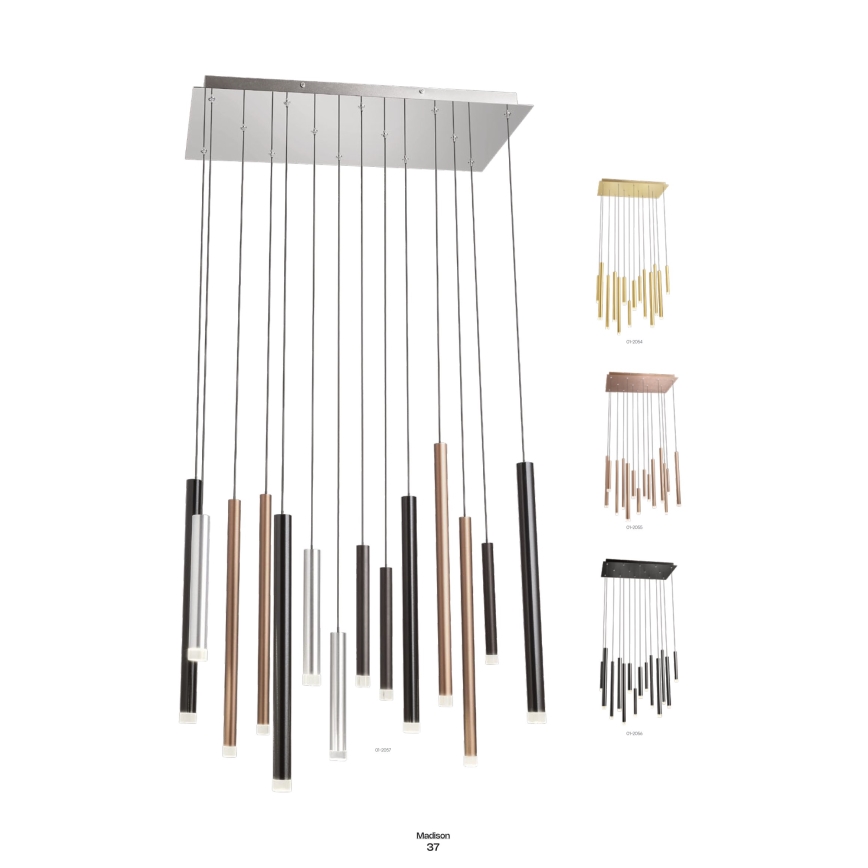 Redo 01-2055 - Candelabro suspenso LED MADISON 14xLED/4W/230V cobre