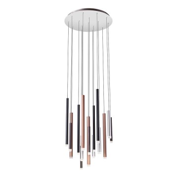 Redo 01-2061 - Candelabro suspenso LED MADISON 16xLED/4W/230V cromado brilhante/preto/cobre