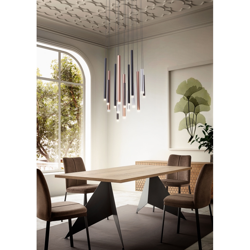 Redo 01-2061 - Candelabro suspenso LED MADISON 16xLED/4W/230V cromado brilhante/preto/cobre