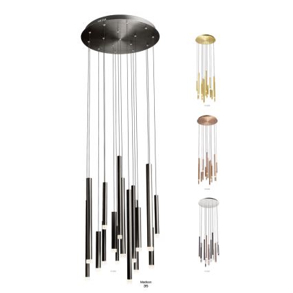 Redo 01-2061 - Candelabro suspenso LED MADISON 16xLED/4W/230V cromado brilhante/preto/cobre
