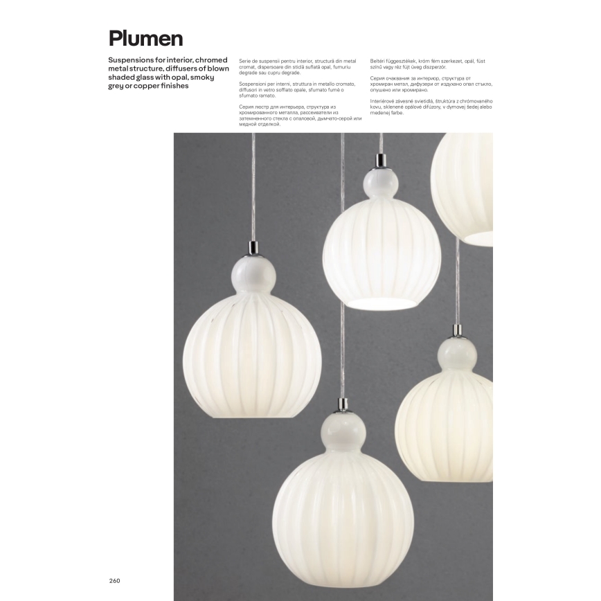 Redo 01-2070 - Candelabro suspenso PLUMEN 6xE14/42W/230V cobre