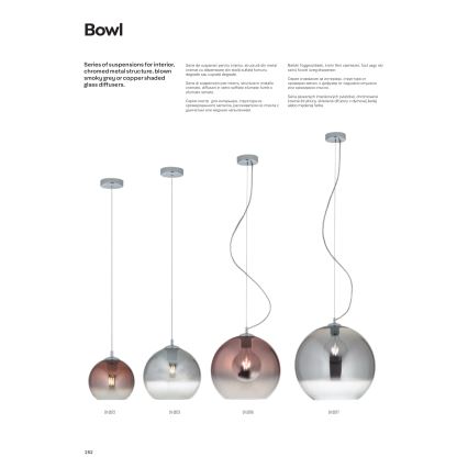 Redo 01-2076 - Candeeiro suspenso BOWL 1xE27/42W/230V diâmetro 30 cm cobre