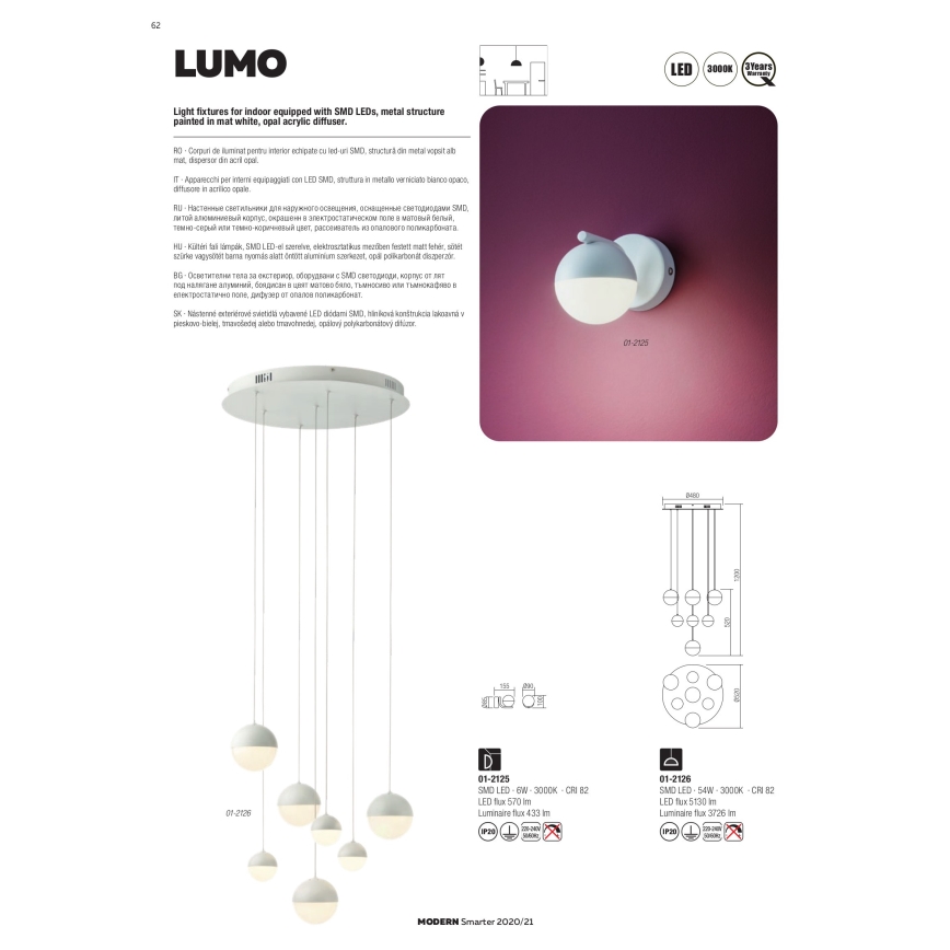 Redo 01-2125 - Iluminação de parede LED LUMO LED/6W/230V branco