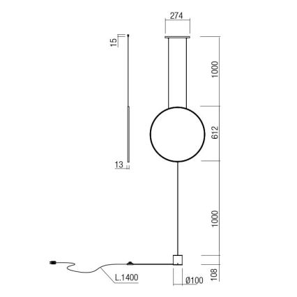 Redo 01-2197 - Lâmpada de pé LED SLICK LED/19W/230V preta