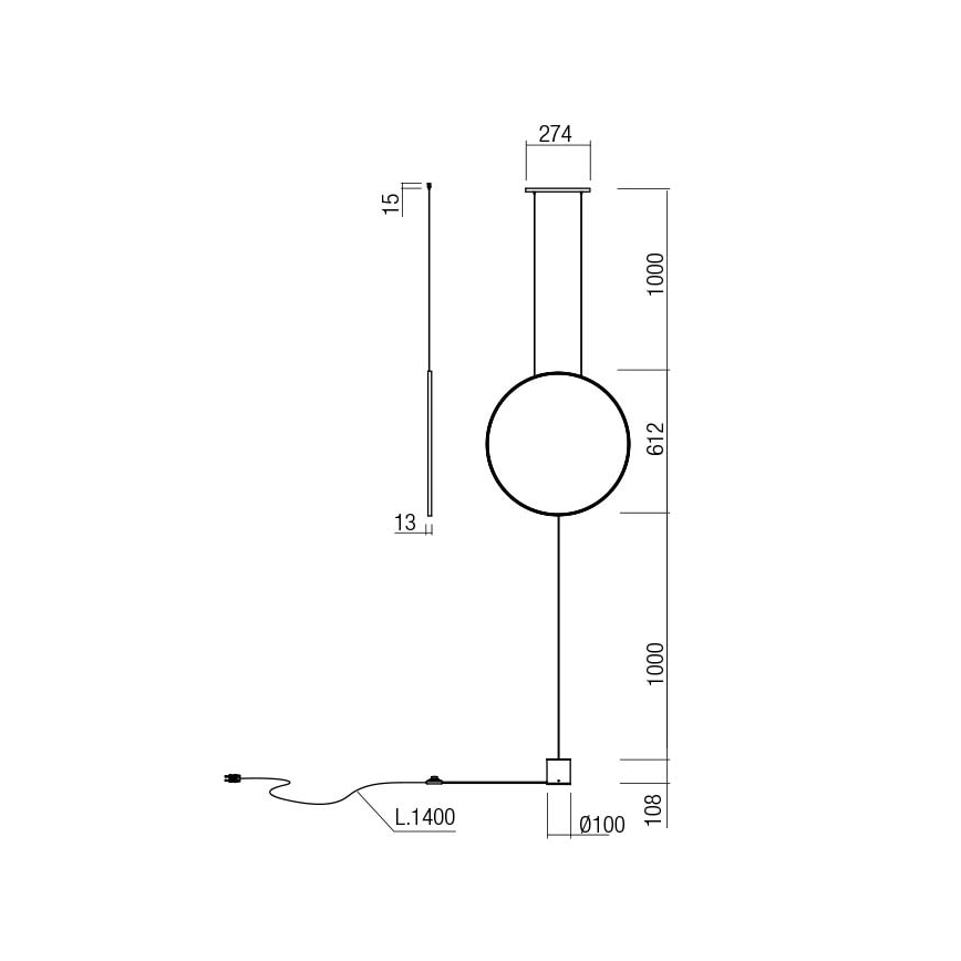 Redo 01-2197 - Lâmpada de pé LED SLICK LED/19W/230V preta