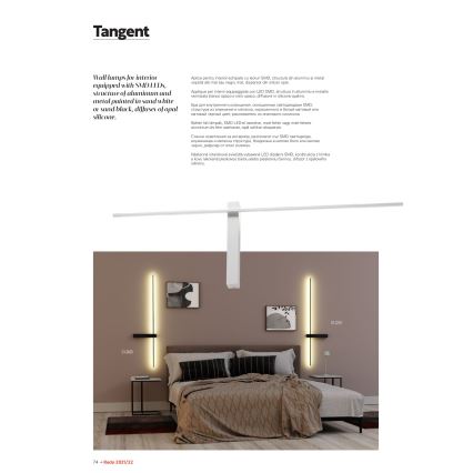 Redo 01-2201 - Aplique de parede TANGENT LED/14W/230V 3000K 125,4 cm preto