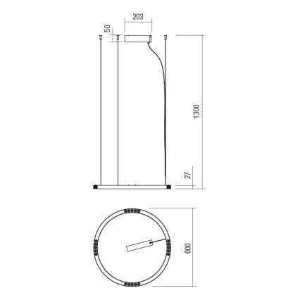 Redo 01-2204 - Candeeiro suspenso LED UNION LED/34W/230V CRI 90 3000K diâmetro 60 cm preto