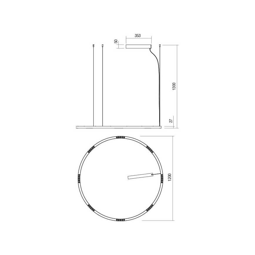 Redo 01-2209 - Candeeiro suspenso LED UNION LED/68W/230V CRI 90 3000K diâmetro 120 cm dourado
