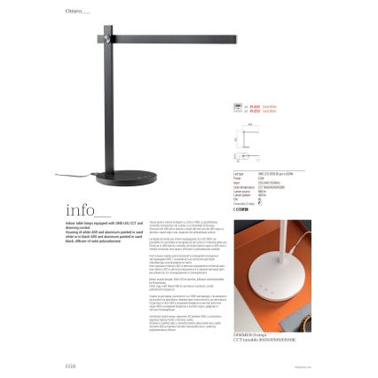 Redo 01-2212 - Candeeiro de mesa táctil LED com regulação OMEO LED/5,5W/230V 3000/4500/6500K branco