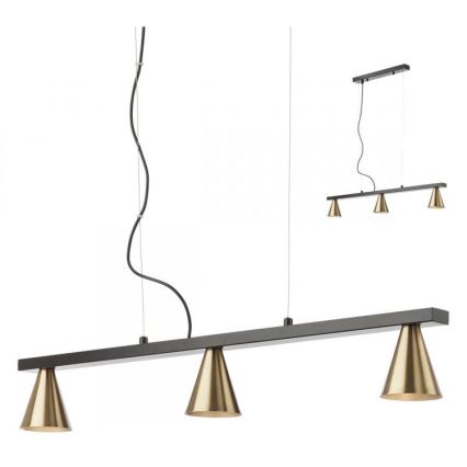Redo 01-2218 - Candelabro suspenso ZUMA 3xGU10/15W/230V preto/dourado