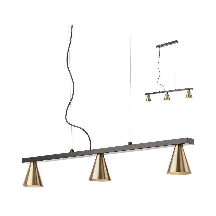Redo 01-2218 - Candelabro suspenso ZUMA 3xGU10/15W/230V preto/dourado
