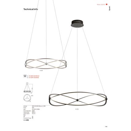 Redo 01-2251 - Candeeiro suspenso LED com regulação QUARK LED/43W/230V 3000K diâmetro 60 cm cromado mate