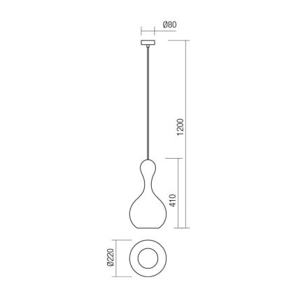 Redo 01-2260 - Candelabro suspenso LOB 1xE27/42W/230V diâmetro 22 cm cobre