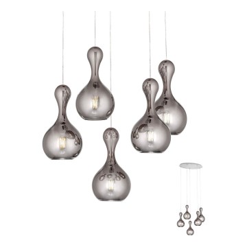 Redo 01-2262 - Candelabro suspenso LOB 5xE27/42W/230V cinzento