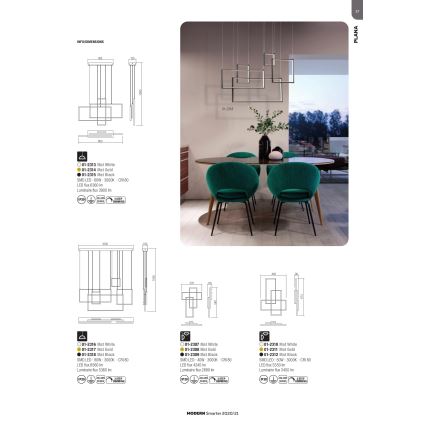 Redo 01-2317 - Lustre pendente LED dimerizável em cabo PLANA LED/80W/230V, dourado