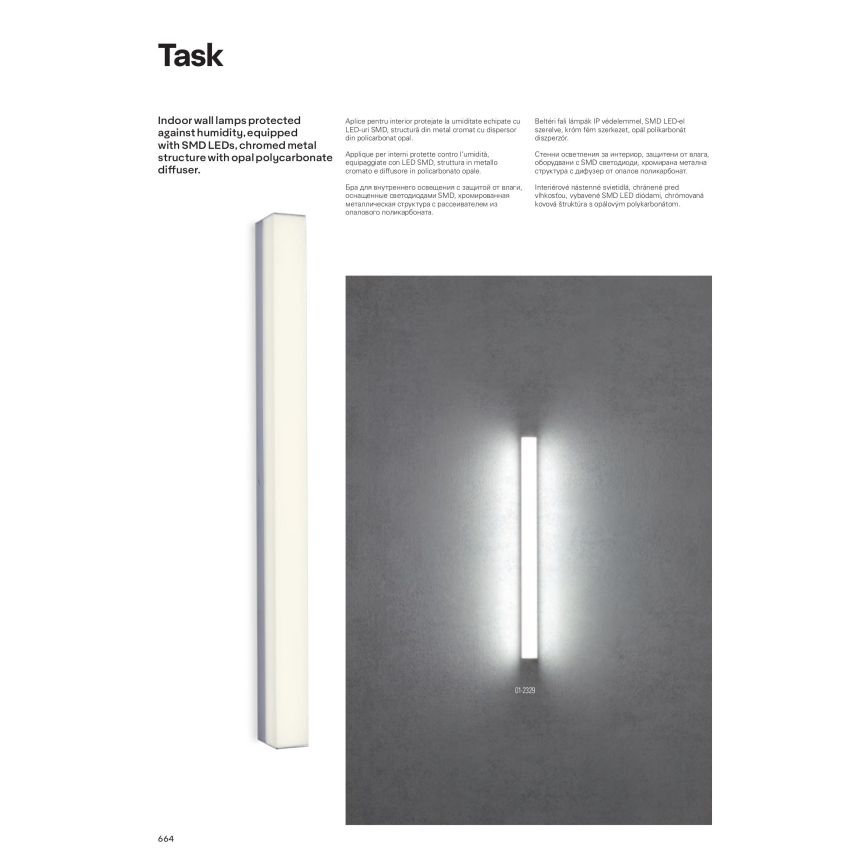 Redo 01-2330 - Espelhos de casa de banho com iluminação LED TASK LED/18W/230V 90 cm CRI 90 IP44 cromado brilhante