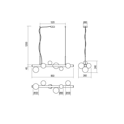 Redo 01-2375 - Candelabro suspenso GOJI 6xG9/28W/230V preto