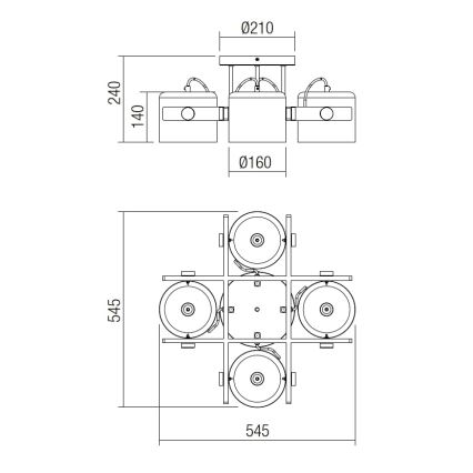 Redo 01-2401 - Candelabro montado à superfície POOH 4xE27/42W/230V faia