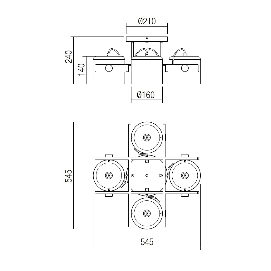 Redo 01-2401 - Candelabro montado à superfície POOH 4xE27/42W/230V faia