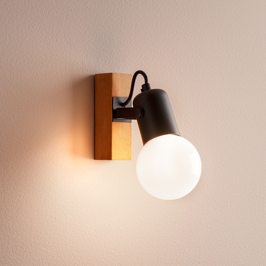 Redo 01-2415 - Iluminação de parede TAFFI 1xE27/42W/230V preto/faia