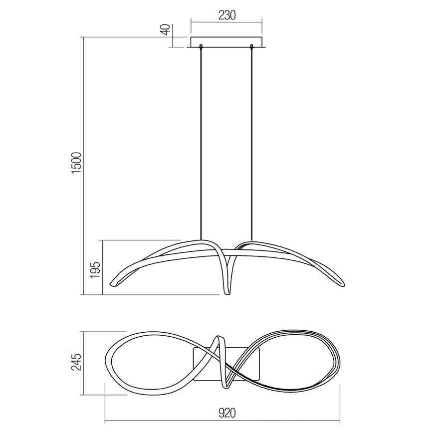 Redo 01-2455 - Candelabro suspenso LED LAMON LED/57W/230V preto
