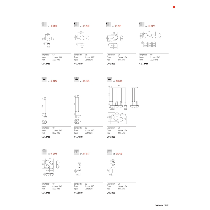 Redo 01-2470 - Aplique de parede LUMIEN 1xG9/10W/230V dourado/branco