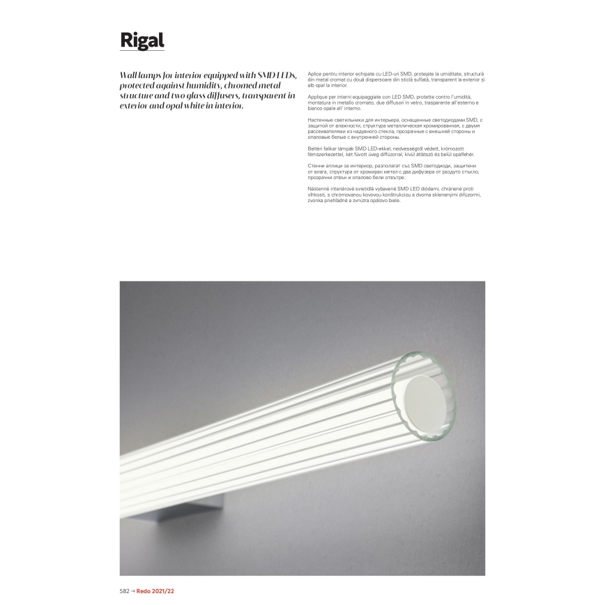 Redo 01-2592 - Iluminação LED para espelho de casa de banho RIGAL LED/18W/230V 91 cm CRI 90 IP44 cromo brilhante/branco