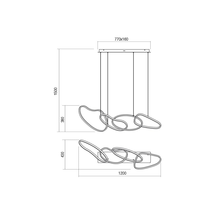 Redo 01-2594 - Lustre suspenso por cabo LED dimerizável BIAS LED/87,4W/230V 3000K CRI 90 branco