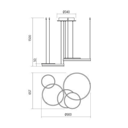 Redo 01-2605 - Lustre LED dimerizável suspenso por cabo SIGUA LED/99W/230V CRI 90 branco