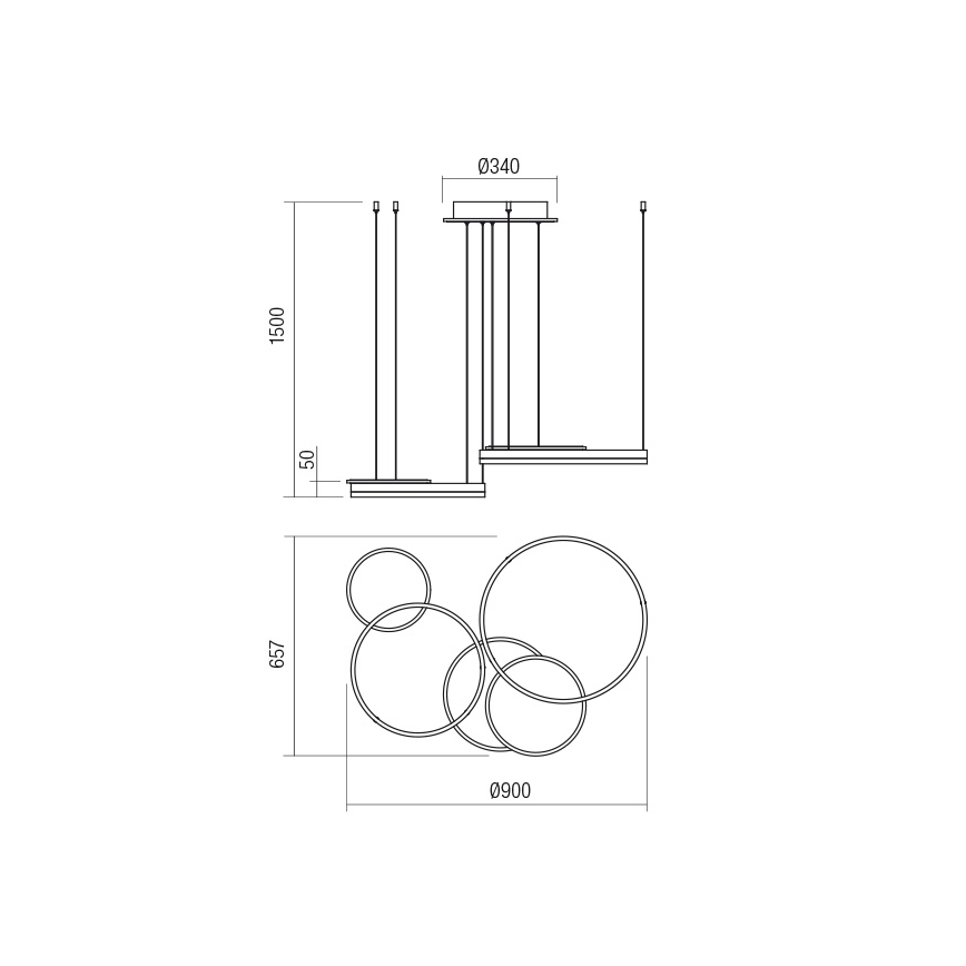 Redo 01-2605 - Lustre LED dimerizável suspenso por cabo SIGUA LED/99W/230V CRI 90 branco