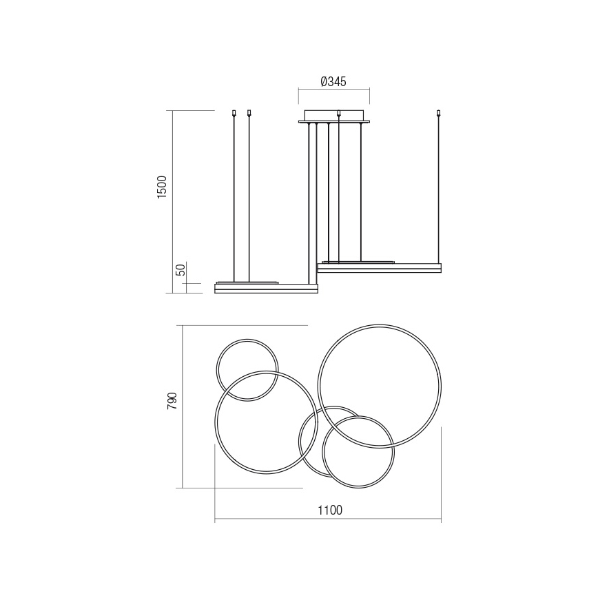 Redo 01-2608 - Lustre LED dimerizável suspenso por cabo SIGUA LED/114W/230V CRI 90 branco