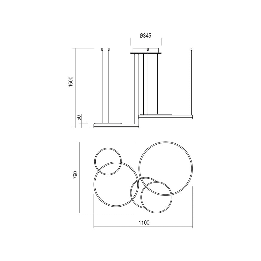 Redo 01-2609 - Candeeiro suspenso LED com regulação SIGUA LED/114W/230V CRI 90 3000K dourado