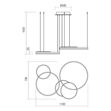 Redo 01-2610 - Candeeiro suspenso LED com regulação SIGUA LED/114W/230V CRI 90 3000K castanho