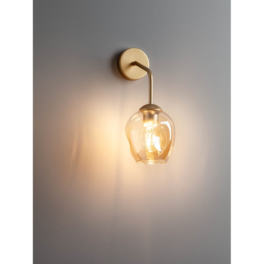 Redo 01-2617 - Candeeiro de parede PIERCE 1xE27/42W/230V dourado/fumado