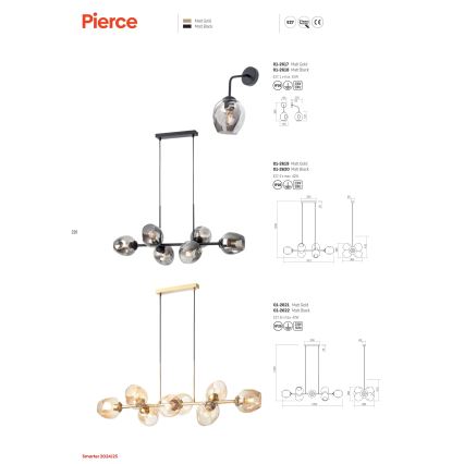 Redo 01-2618 - Candeeiro de parede PIERCE 1xE27/42W/230V preto/fumado