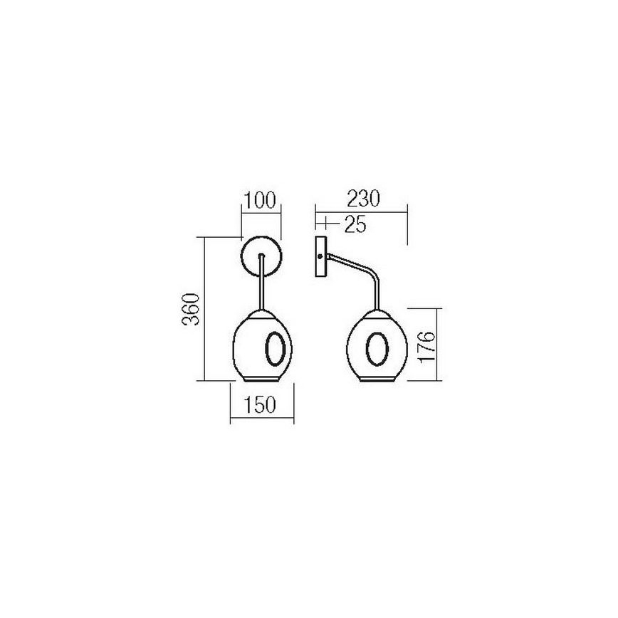 Redo 01-2618 - Candeeiro de parede PIERCE 1xE27/42W/230V preto/fumado