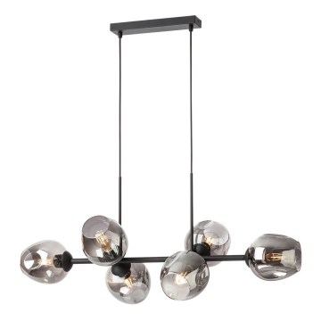 Redo 01-2620 - Candeeiro suspenso PIERCE 6xE27/42W/230V preto/fumado