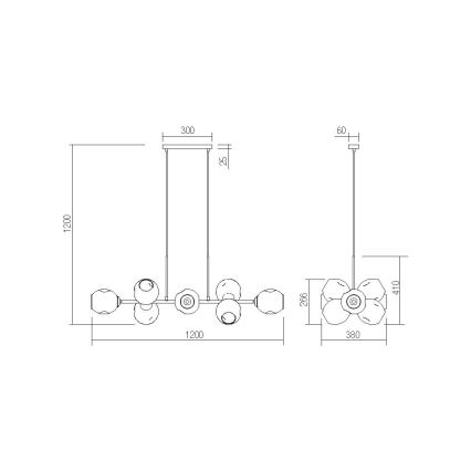 Redo 01-2622 - Candeeiro suspenso PIERCE 8xE27/42W/230V preto/fumado