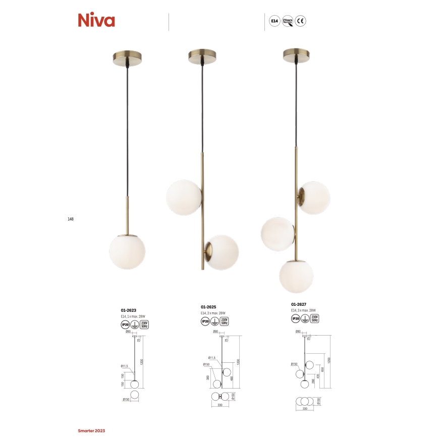 Redo 01-2623 - Candelabro suspenso NIVA 1xE14/28W/230V