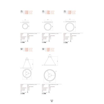 Redo 01-2673 - Candelabro suspenso LED com regulação ICONIC LED/50W/230V diâmetro 58 cm dourada