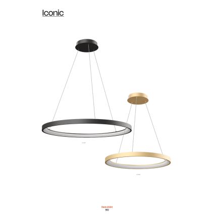 Redo 01-2674- Candelabro suspenso LED com regulação ICONIC LED/50W/230V diâmetro 58 cm preto