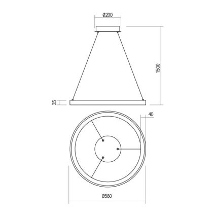 Redo 01-2674- Candelabro suspenso LED com regulação ICONIC LED/50W/230V diâmetro 58 cm preto