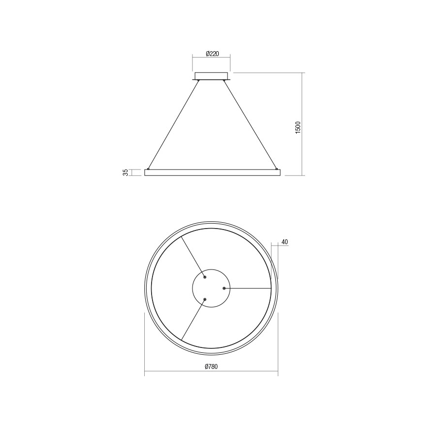 Redo 01-2675 - Candeeiro pendente dimável ICONIC em cabo, LED 60 W/230 V, diâmetro 78 cm, branco
