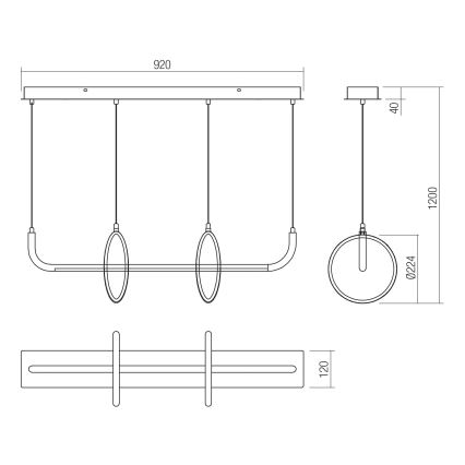 Redo 01-2705 - Candeeiro pendente LED em cabo OLIMP LED/40W/230V 3000/4000/6500K preto