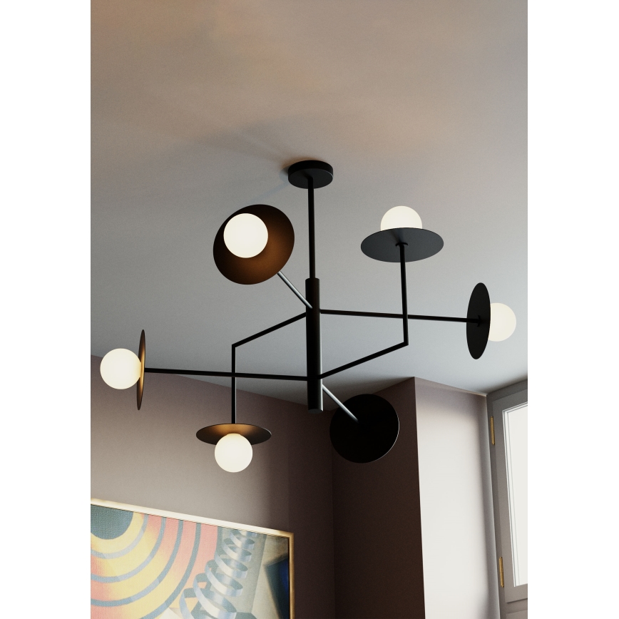 Redo 01-2734 - Candeeiro suspenso PLATO 6xG9/10W/230V preto